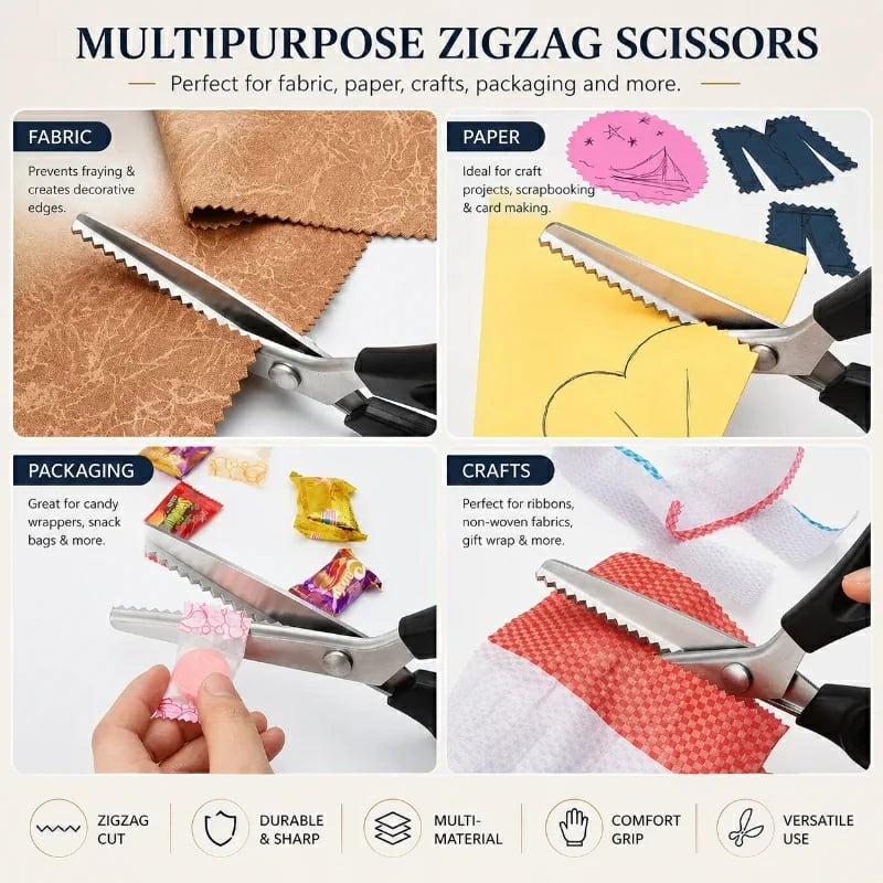🧵✂️Stainless Steel Pinking Shears – 9.1" Zig Zag Fabric Scissors for Sewing, Quilting, Dressmaking & DIY Crafts