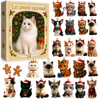 🐱🎄 2026 Cat Advent Calendar Gift for Adults Friends Cat Owners and Lovers Christmas Holiday Countdown Gift 24 Designs Cats Charm Christmas Tree Ornament
