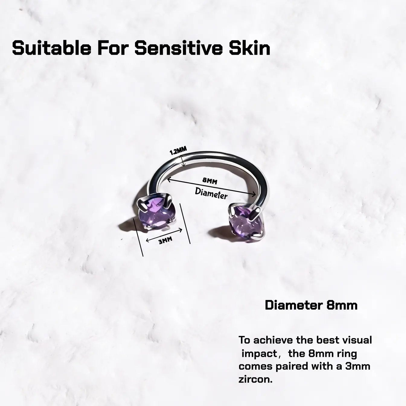 Horseshoe Gem Nose Ring – Internally Threaded & Comfortable