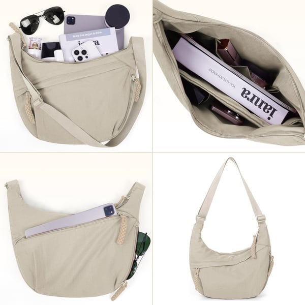🏆5k sold this week!🔥Designer Direct Sales👜Women's Fashion Plain Color Nylon Crossbody Hobo Bag