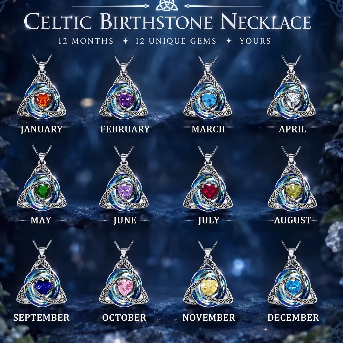 💝Birthstone Celtic Knot Necklace for Women