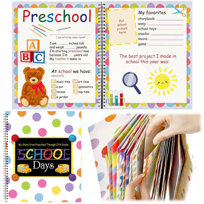 📖School Memory Book with 14 Keepsake Pockets
