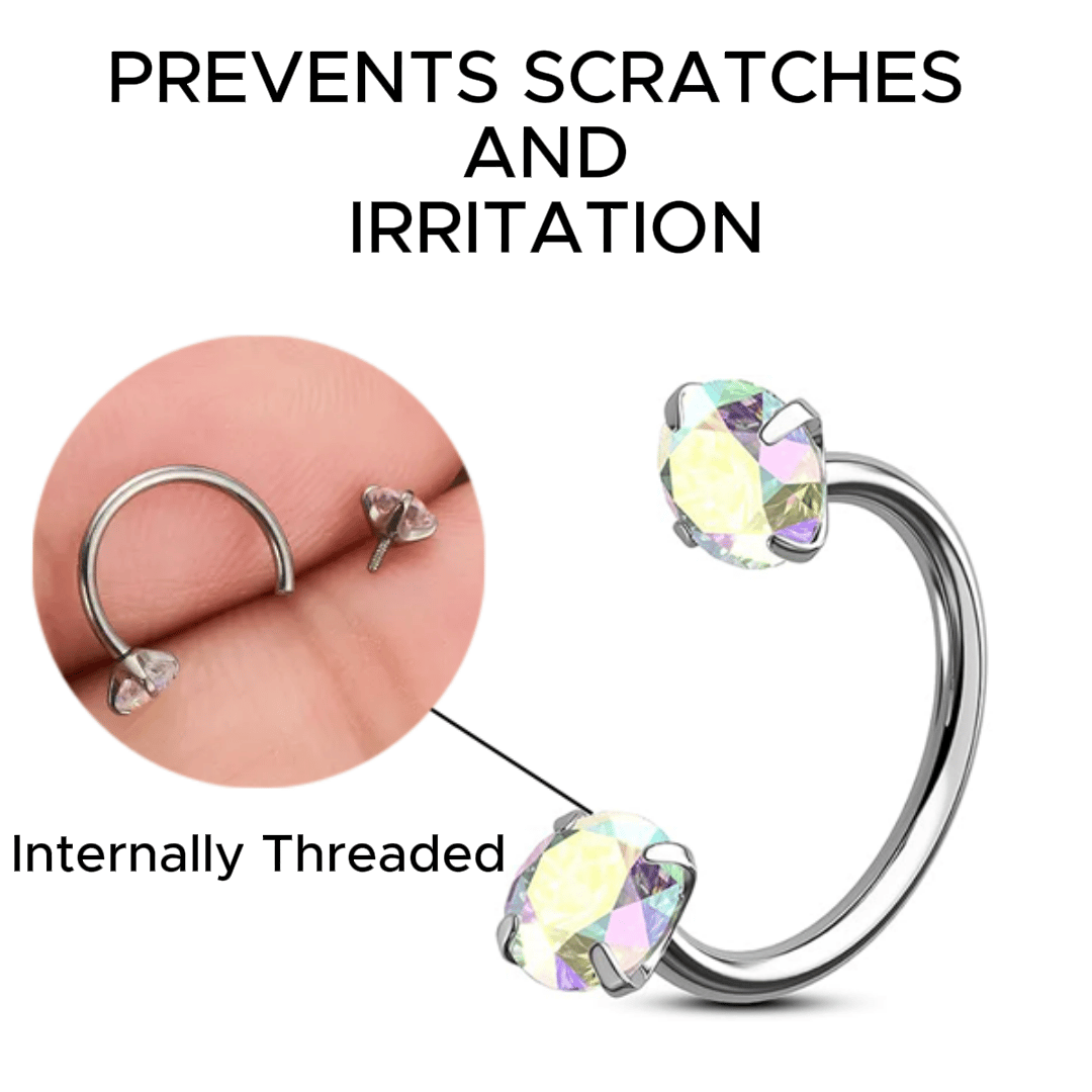 Horseshoe Gem Nose Ring – Internally Threaded & Comfortable