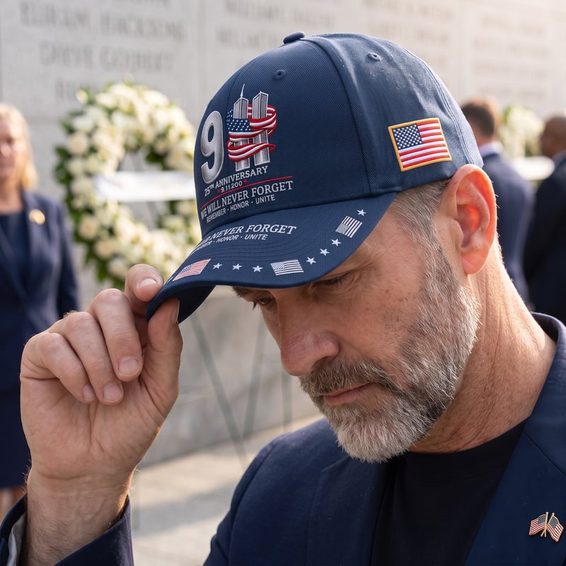 9/11 25th Anniversary We Will Never Forget Printed Memorial Baseball Cap – Unisex Patriotic Memorial Hat🧢
