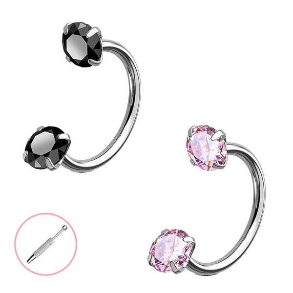 Horseshoe Gem Nose Ring – Internally Threaded & Comfortable