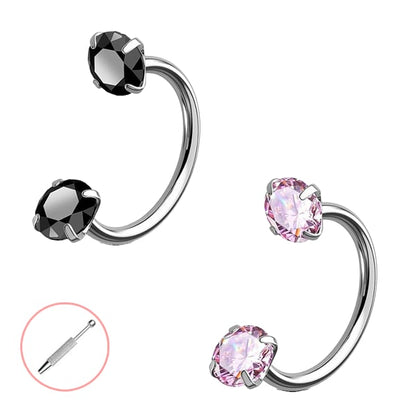Horseshoe Gem Nose Ring – Internally Threaded & Comfortable