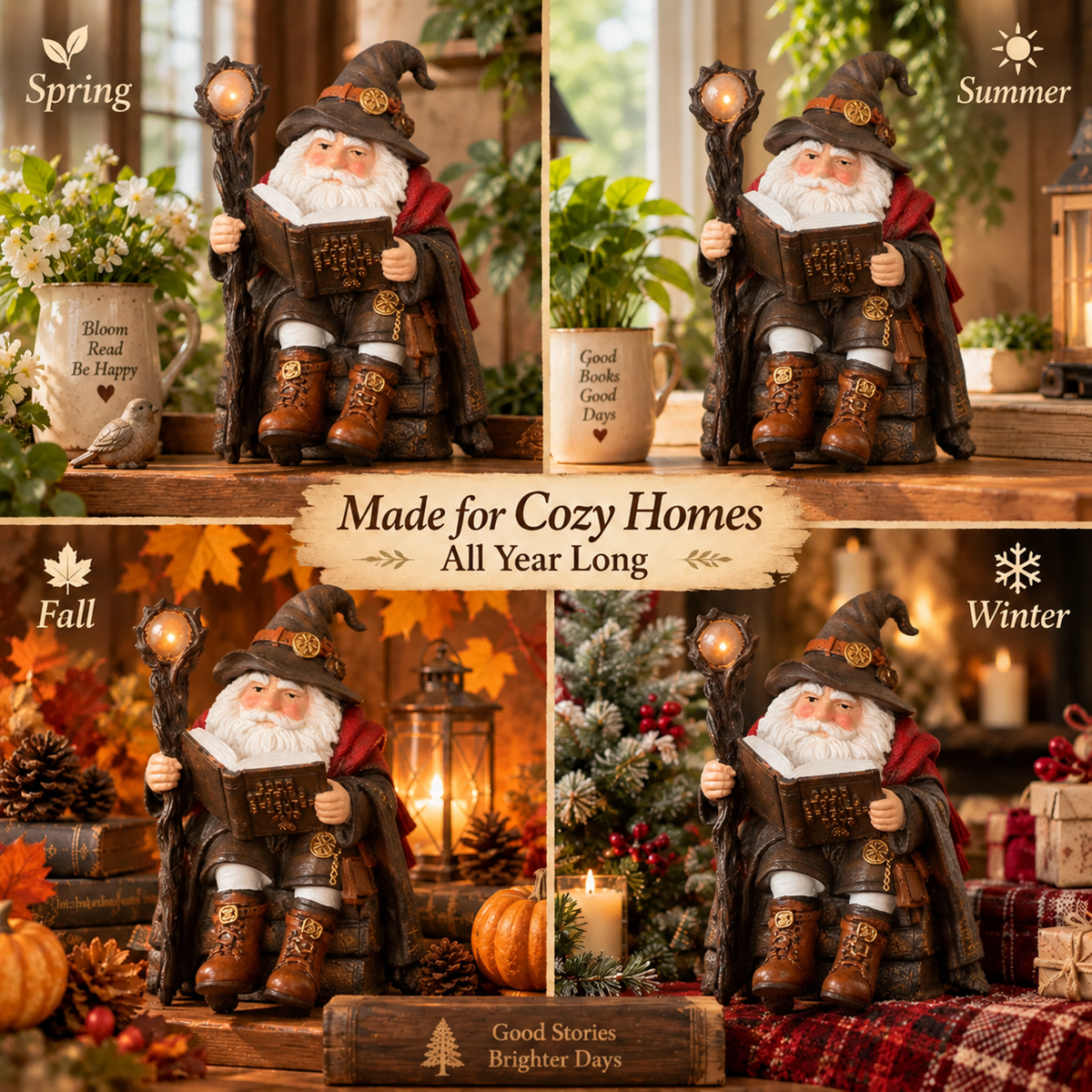🧙‍♂️ The Wandering Scholar Gnome – Enchanted Reading Wizard Figurine