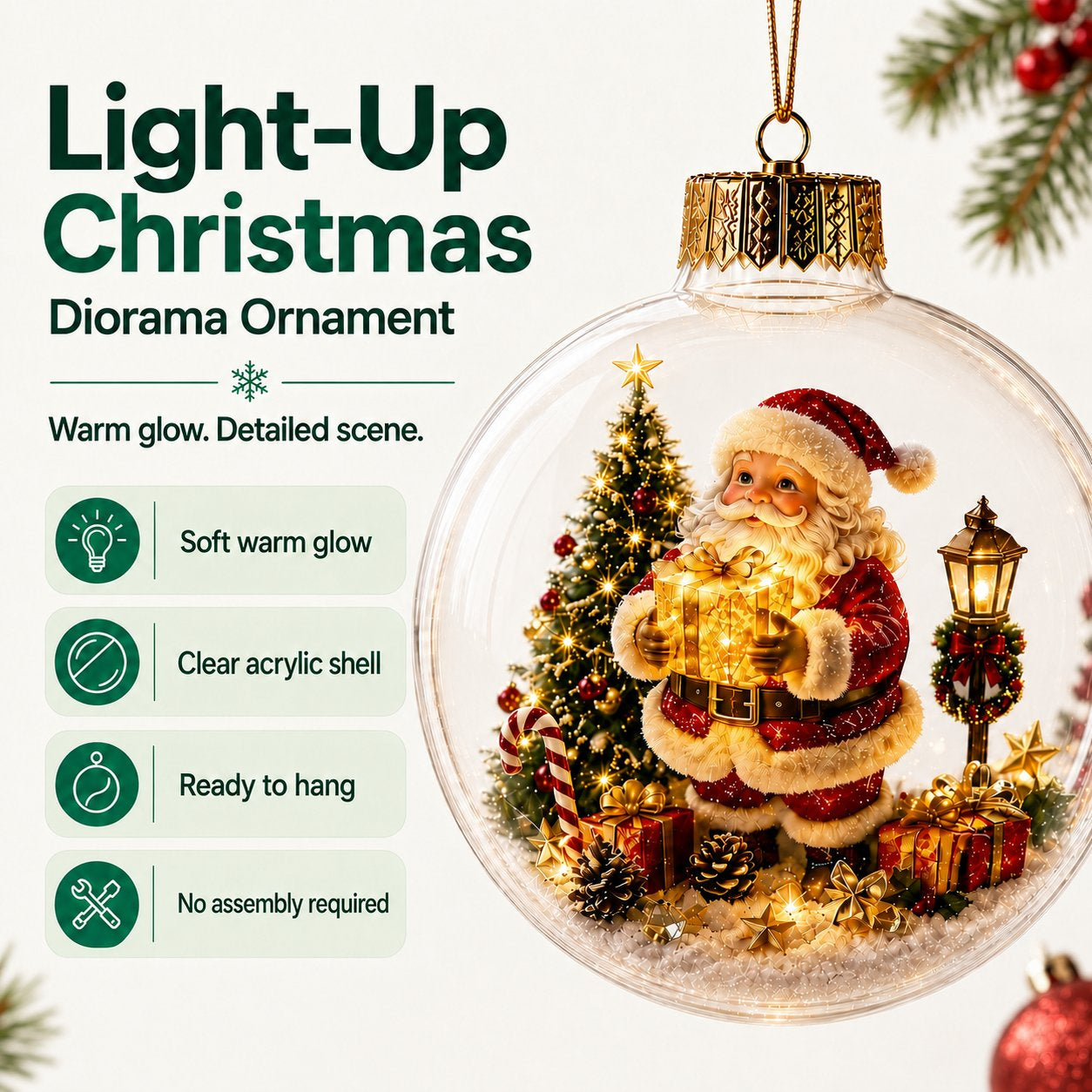 🎄 Light-Up Christmas Diorama Ornament 🔥