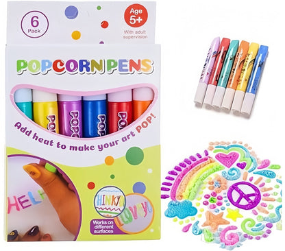 🎨🎁Popcorn Pens, Magic Bubble Drawing Pens, DIY Puffy 3D Art Paint Markers for Kids