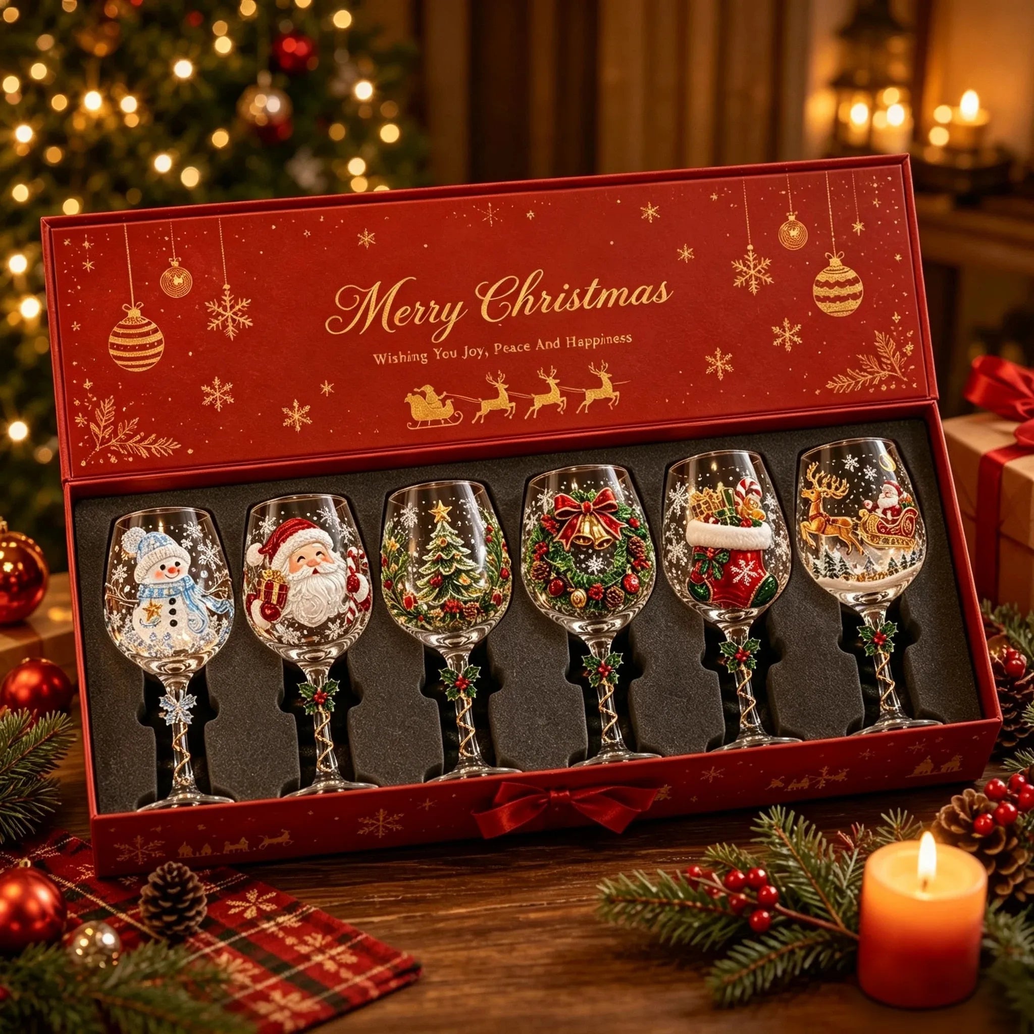 Christmas 3D Wine Glass