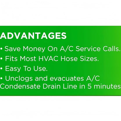 AC Drain Line Cleaner Adapter Evacuates & Unclog AC Drain Line
