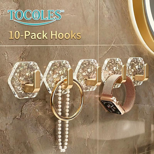 Self-Adhesive Hooks Hexagonal Ripple Design Heavy Duty Sticky Hooks