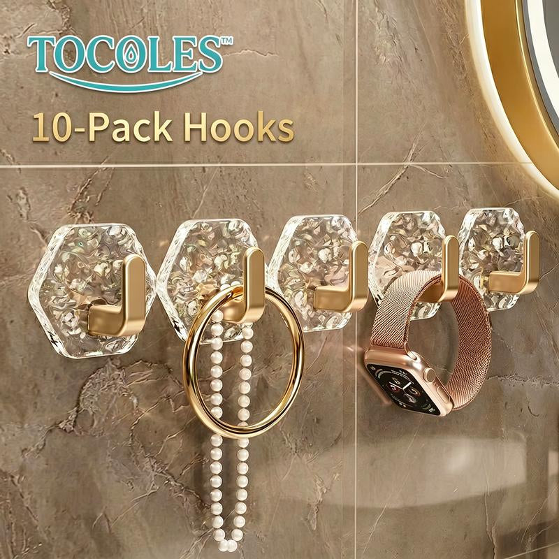 Self-Adhesive Hooks Hexagonal Ripple Design Heavy Duty Sticky Hooks