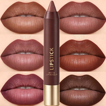 6pcs/set Long-lasting Matte Brown Lipstick