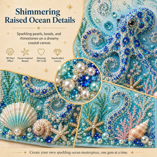 🌊✨ Ocean Theme Pearl Art DIY Kit – Relaxing DIY Craft to Create Stunning Coastal Artwork