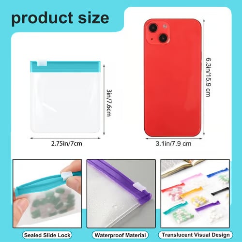 Clear Zipper Pill Storage Bag, 7 Counts/set Reusable Pill Organizer, Portable Pill Organizer Storage Bag
