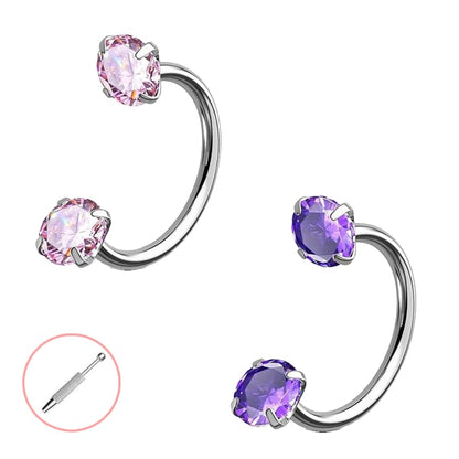 Horseshoe Gem Nose Ring – Internally Threaded & Comfortable