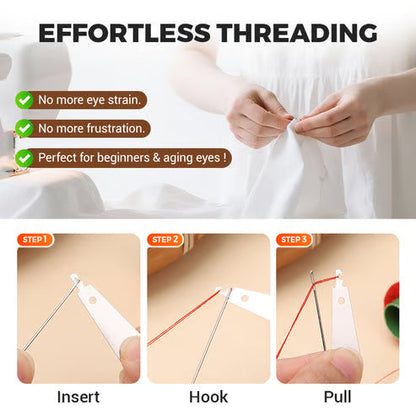 36PCS Big Eye Steel Needles Set - Long & Thin Handmade Quilting & Sewing Needles Kit for DIY Sewing Projects