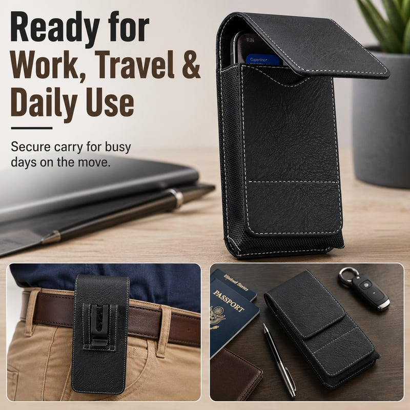 🔥📱Premium Men's PU Leather Cell Phone Holster Pouch💼
