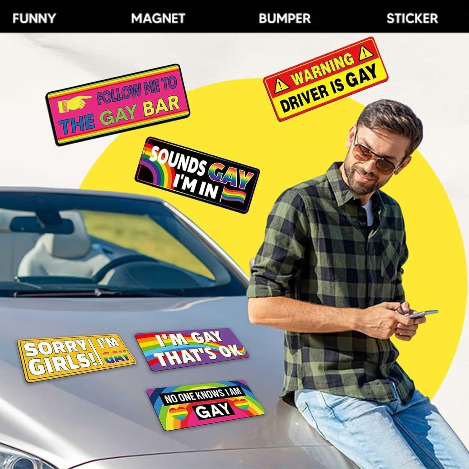 12PCS Funny LGBT Rainbow Pride Prank Stickers