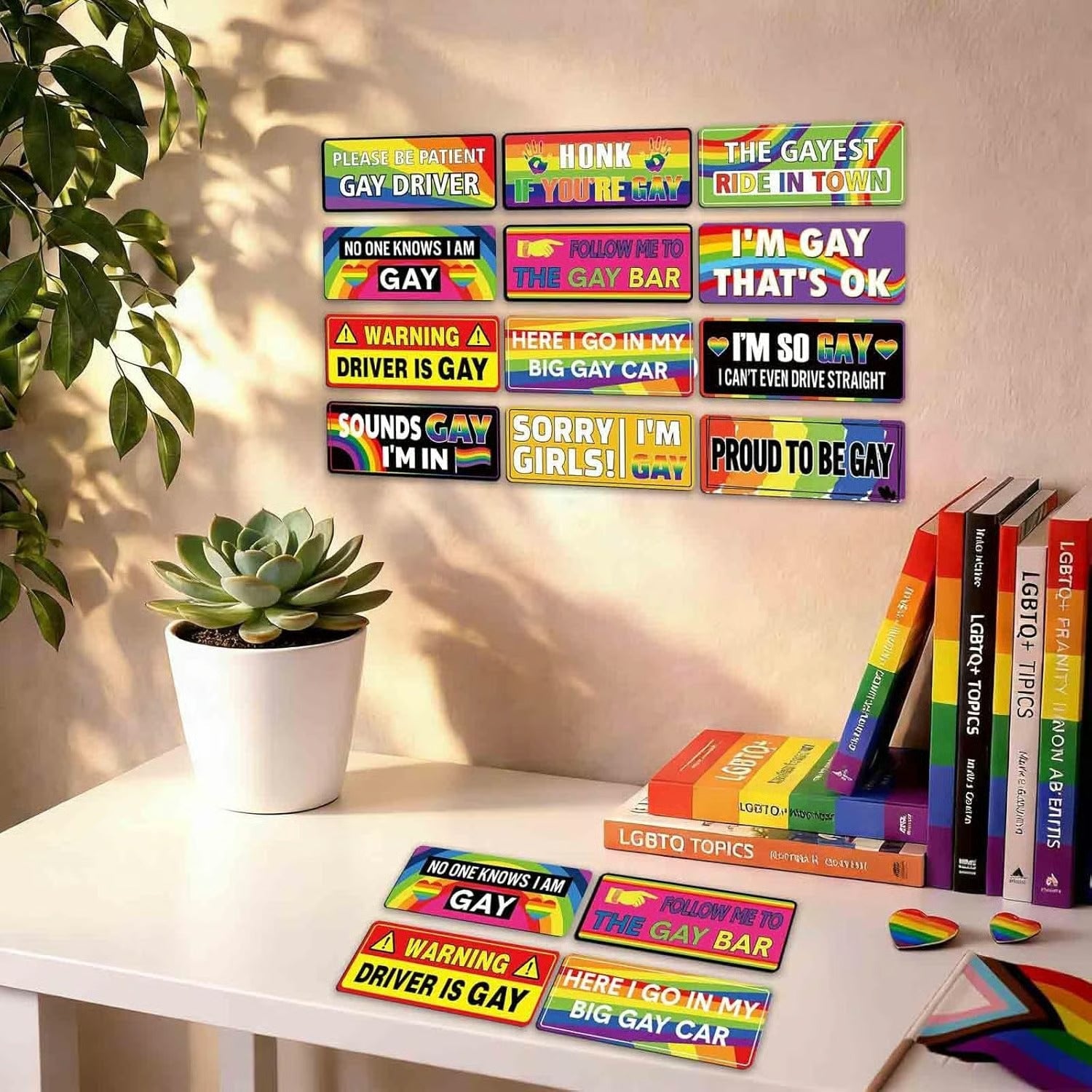 12PCS Funny LGBT Rainbow Pride Prank Stickers