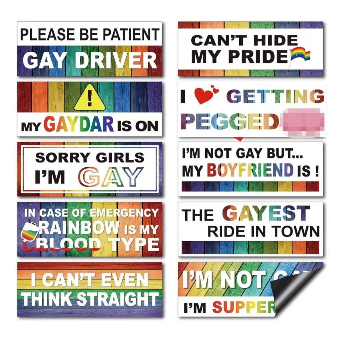 12PCS Funny LGBT Rainbow Pride Prank Stickers
