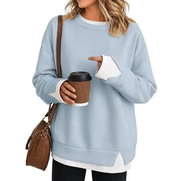 Casual-style sweatshirt with a "faux-layered" look.