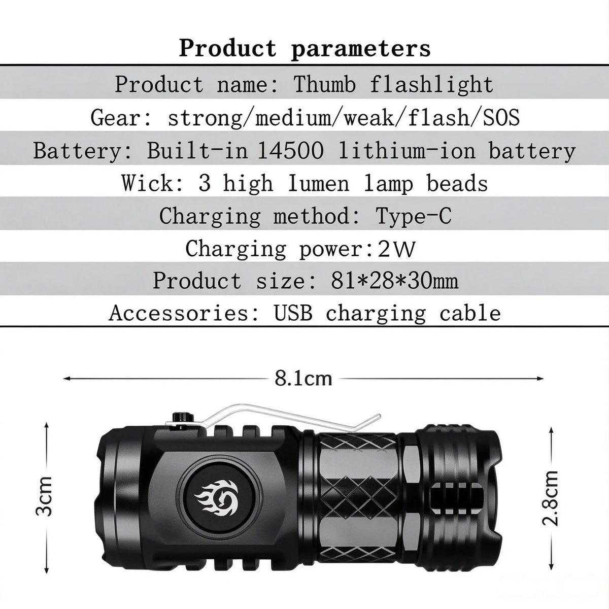 🔥 - Three-eyed Monster Mini Flash Super Power Flashlight