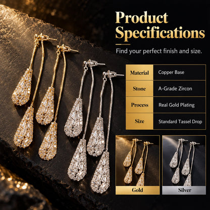 Elegant Zirconia Drop Quaste Earrings for Women