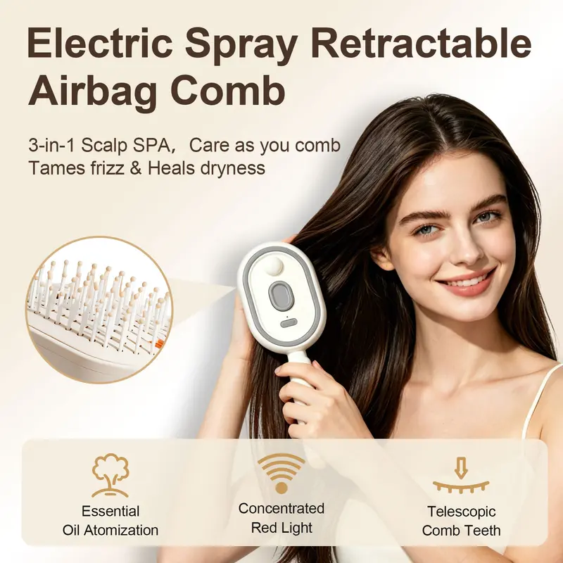 🔥DERNIER JOUR -49% - Peigne de massage électrique à coussin d'air et pulvérisation