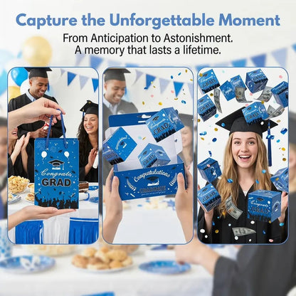 2026 Graduation Explosion Pop Gift Box 🎓 Surprise Bounce Cash Box Grad Party Gift Bag Set