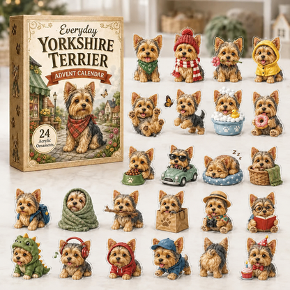💥✨Yorkshire Terrier 2D Advent Calendar – 24 Unique Yorkie Acrylic Ornaments & Daily Christmas Surprises