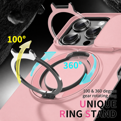 Case with Slide Camera Cover & Rotatable Ring Kickstand, Grade Shockproof Protective Case for iPhone