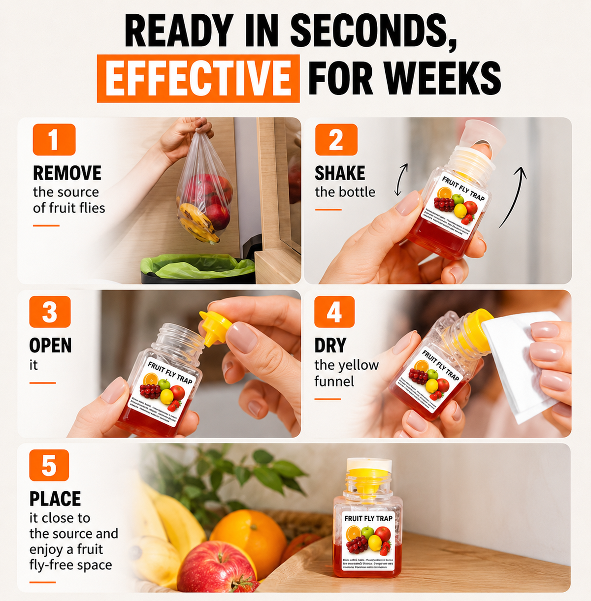 BUY 2 GET 1 FREE🔥Ultra-Strong Fruit Fly Trap - User Friendly (Up to 3 Weeks per Bottle)