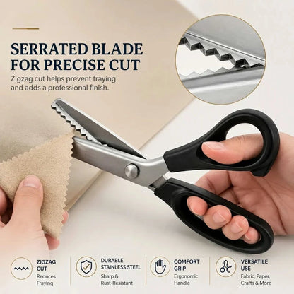 🧵✂️Stainless Steel Pinking Shears – 9.1" Zig Zag Fabric Scissors for Sewing, Quilting, Dressmaking & DIY Crafts