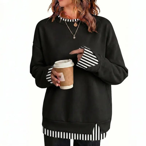 Casual-style sweatshirt with a "faux-layered" look.