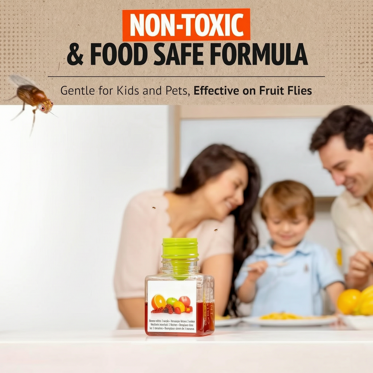 Ultra-Strong Fruit Fly Trap - User Friendly (Up to 3 Weeks per Bottle)
