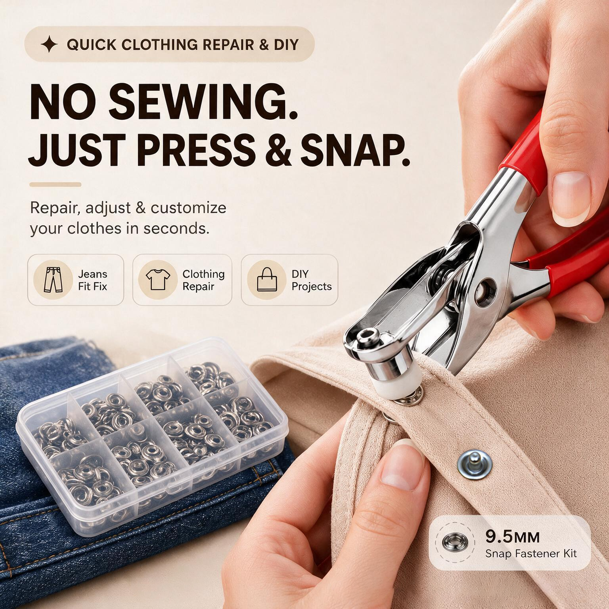 100pcs Invisible Colored Metal Buckle & 1 Count Manual Pressure Pliers