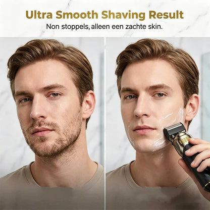 🏆3-in-1 Professional Men’s Grooming Set – T-Blade Trimmer, Foil Shaver & Nose Trimmer – With LED Display & USB Rechargeable