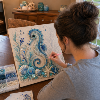 🌊✨ Ocean Theme Pearl Art DIY Kit – Relaxing DIY Craft to Create Stunning Coastal Artwork