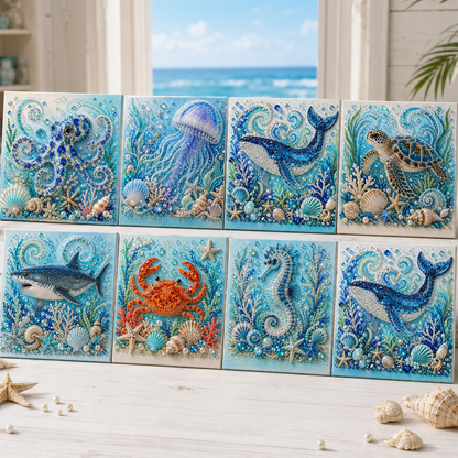 🌊✨ Ocean Theme Pearl Art DIY Kit – Relaxing DIY Craft to Create Stunning Coastal Artwork