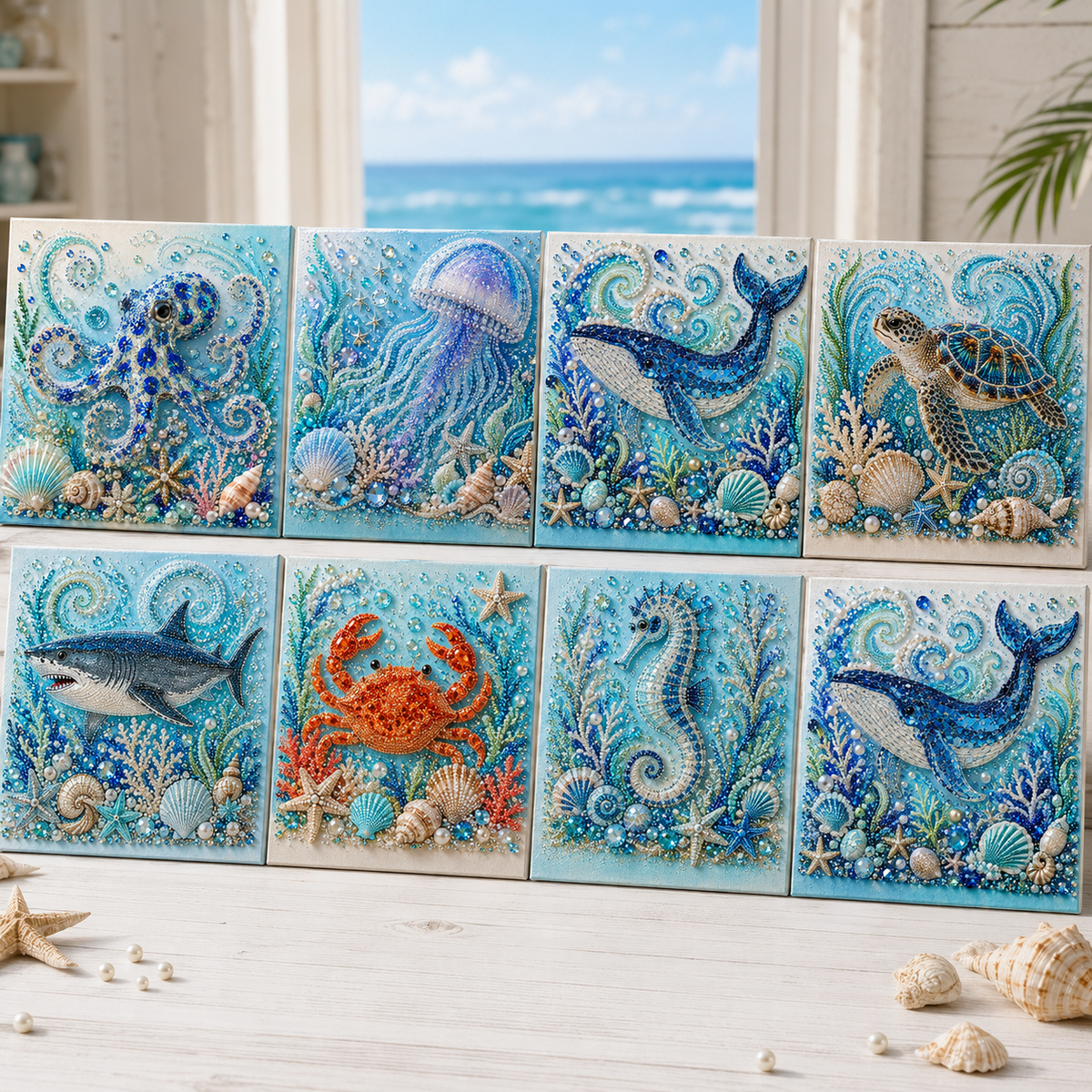 🌊✨ Ocean Theme Pearl Art DIY Kit – Relaxing DIY Craft to Create Stunning Coastal Artwork