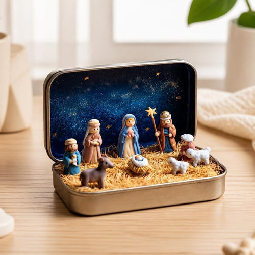 ✝️ Mini Nativity Scene Keepsake Tin — Pocket-Sized Christmas Holy Family Set