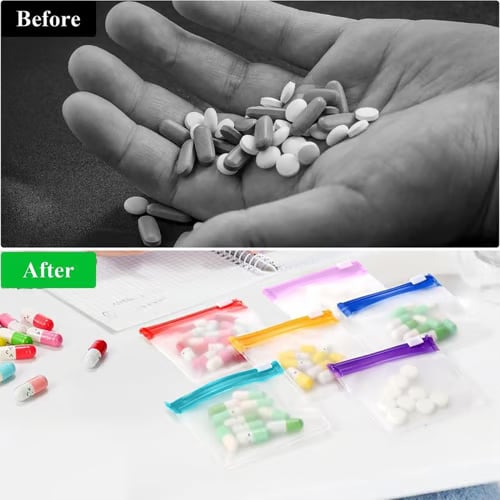Clear Zipper Pill Storage Bag, 7 Counts/set Reusable Pill Organizer, Portable Pill Organizer Storage Bag