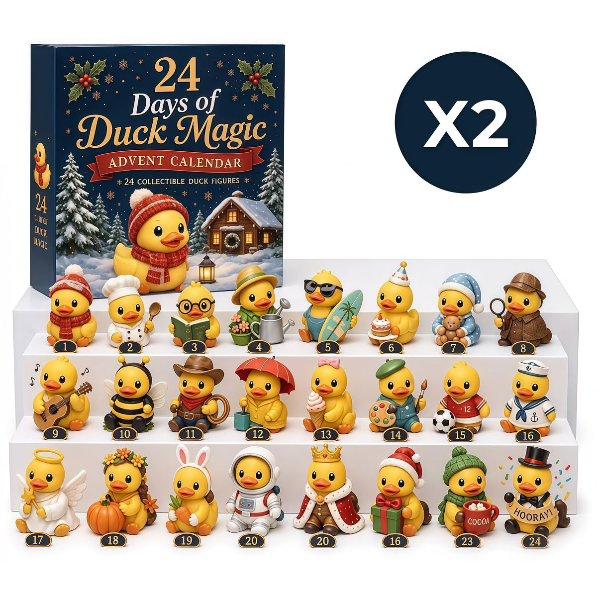 🐥 24 Days of Duck Magic – Advent Calendar with 24 Cute Christmas Ducks to Collect 🎄 (Flat Print on Acrylic)