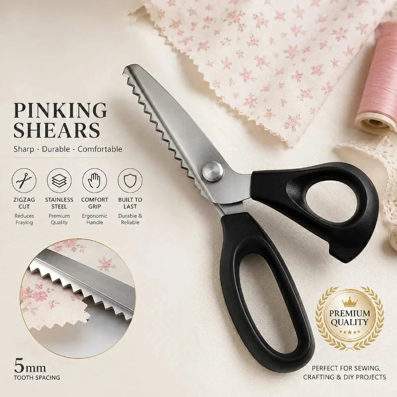 🧵✂️Stainless Steel Pinking Shears – 9.1" Zig Zag Fabric Scissors for Sewing, Quilting, Dressmaking & DIY Crafts