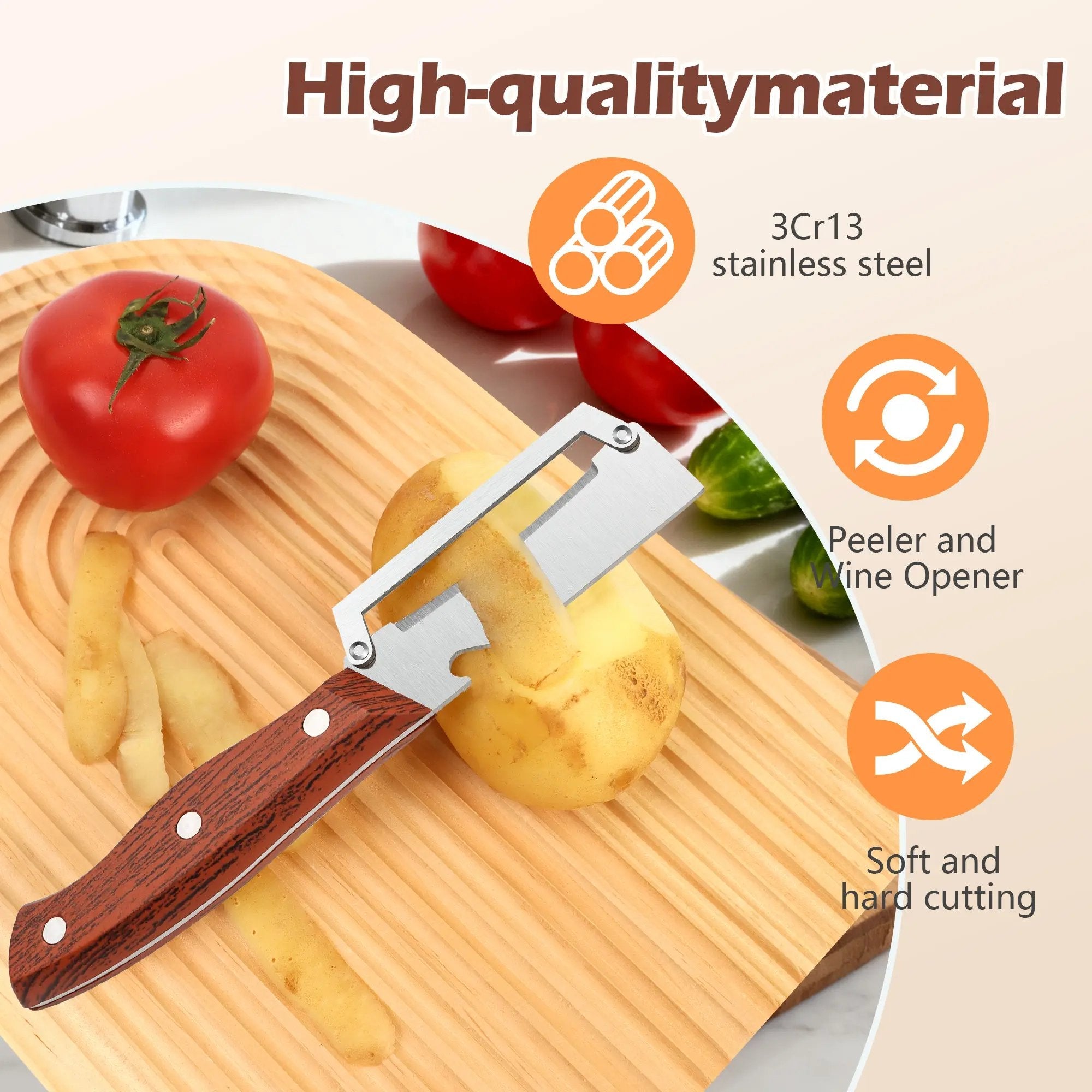 😍Multi-functional Peeler 4-in-1, Stainless Steel Peeler, Vegetable Cutter, Slicer, Bottle Opener, Kitchen Must-Have Tool, Portable and Sharp