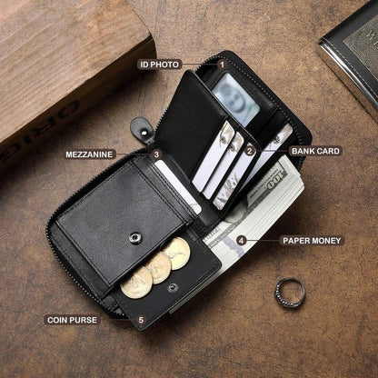 Men’s Full-Zip Calf Leather Pocket Organizer