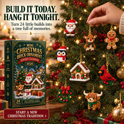 🎄24-day mini Christmas calendar with building blocks | 24 unique Christmas motifs that can be assembled, with hanging loops for Christmas trees, garlands and festive decorations 🧱