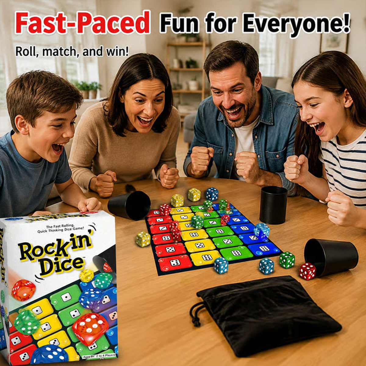 Family playing Rocking Dice Game